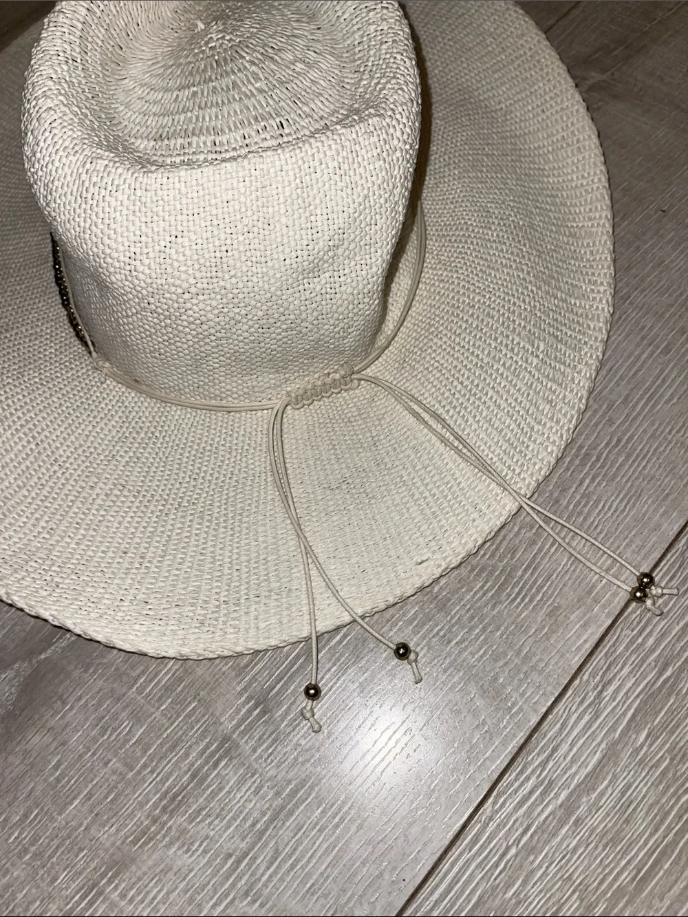 🤍🥥Nikki Beach Monte Carlo Sun Hat with beaded band - White - perfect condition🥥🤍